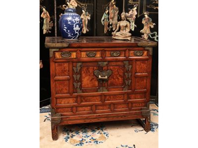 Piccola Credenza Orientale in Tek e Radica