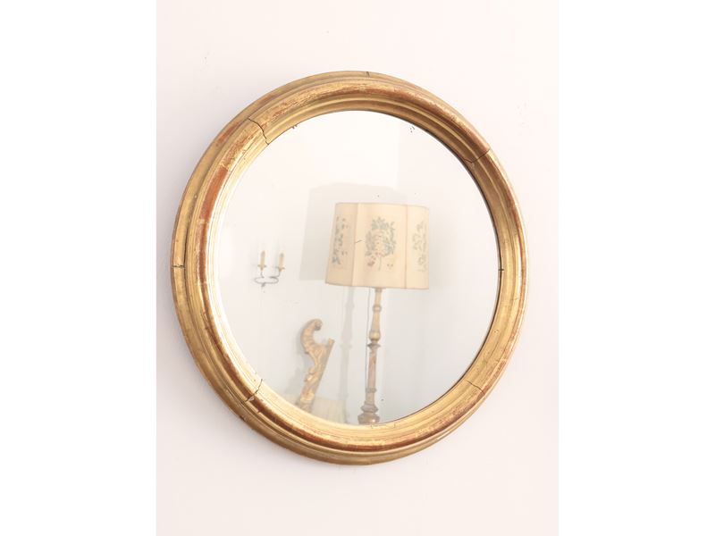 Piccola Specchiera con Cornice in Legno Dorato