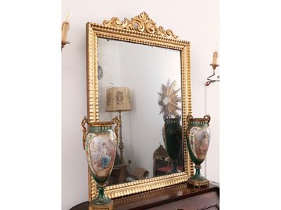 Specchiera in Legno Intagliato e Dorato