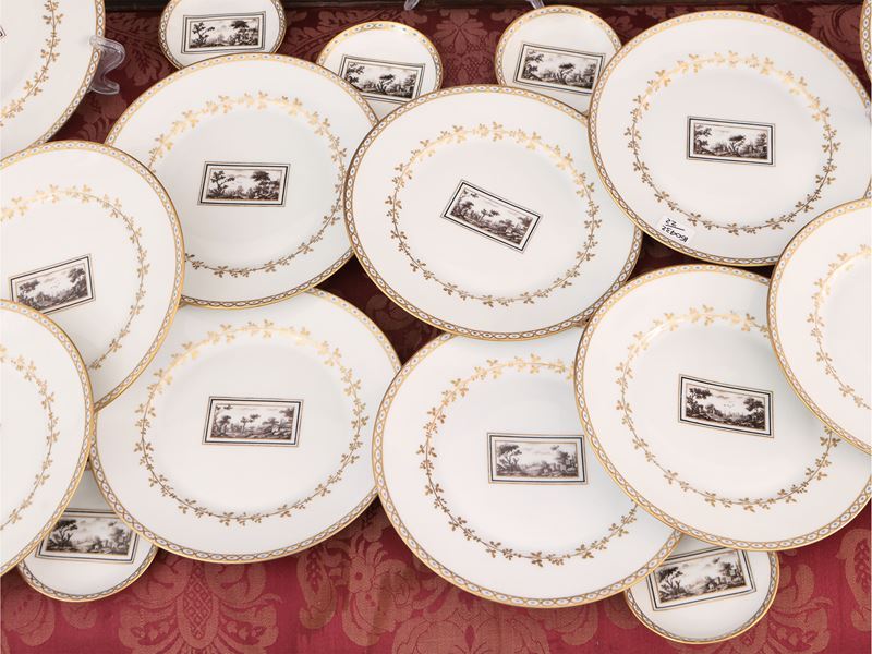 Serie di Dodici Piattini da Dolce in Porcellana, Serie Fiesole, Richard Ginori