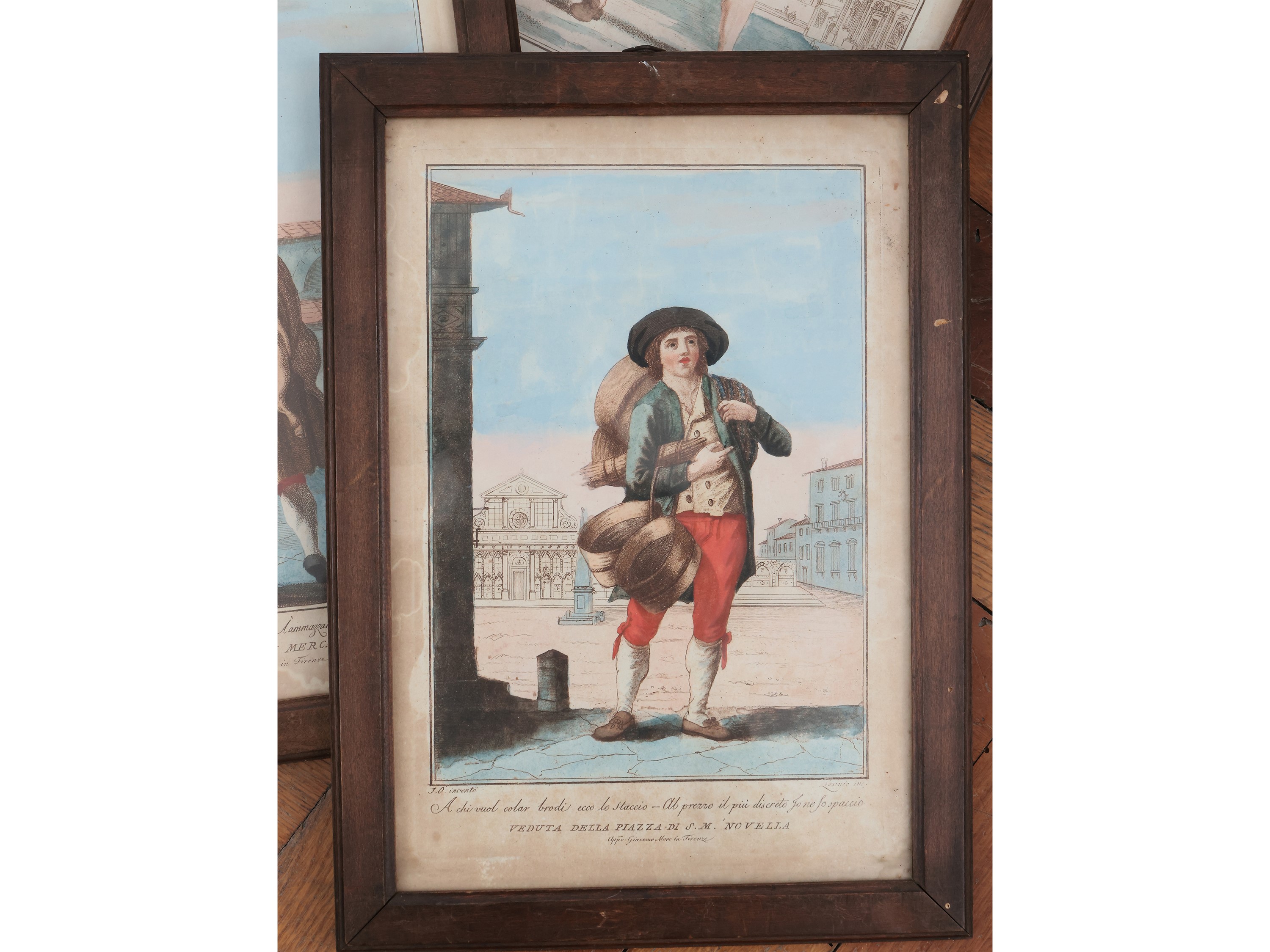 Carlo Lasinio - Vedute di Firenze con Venditori Ambulanti