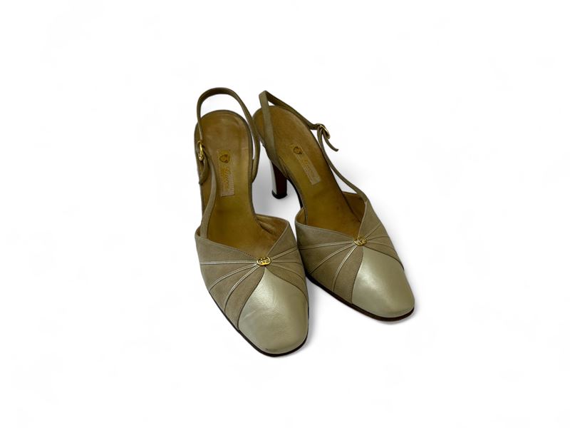 Gucci, Sandali in Pelle e Camoscio Beige