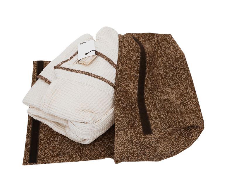 Borbonese For Somma, Accappatoio Bianco in Cotone Nido D'ape
