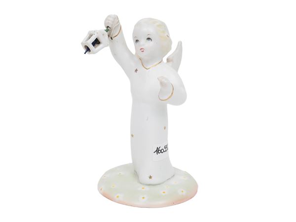 Small table lamp in polychrome porcelain, Giovanni Ronzan