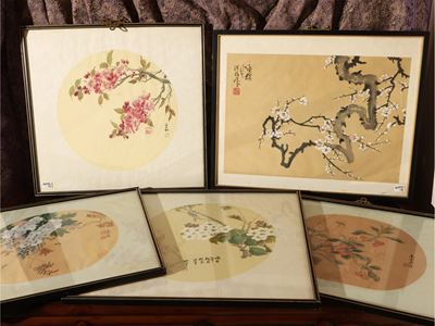 Otto Pannelli Decorativi Orientali in Tessuto e Seta