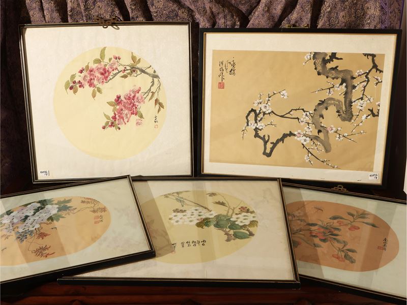 Otto Pannelli Decorativi Orientali in Tessuto e Seta