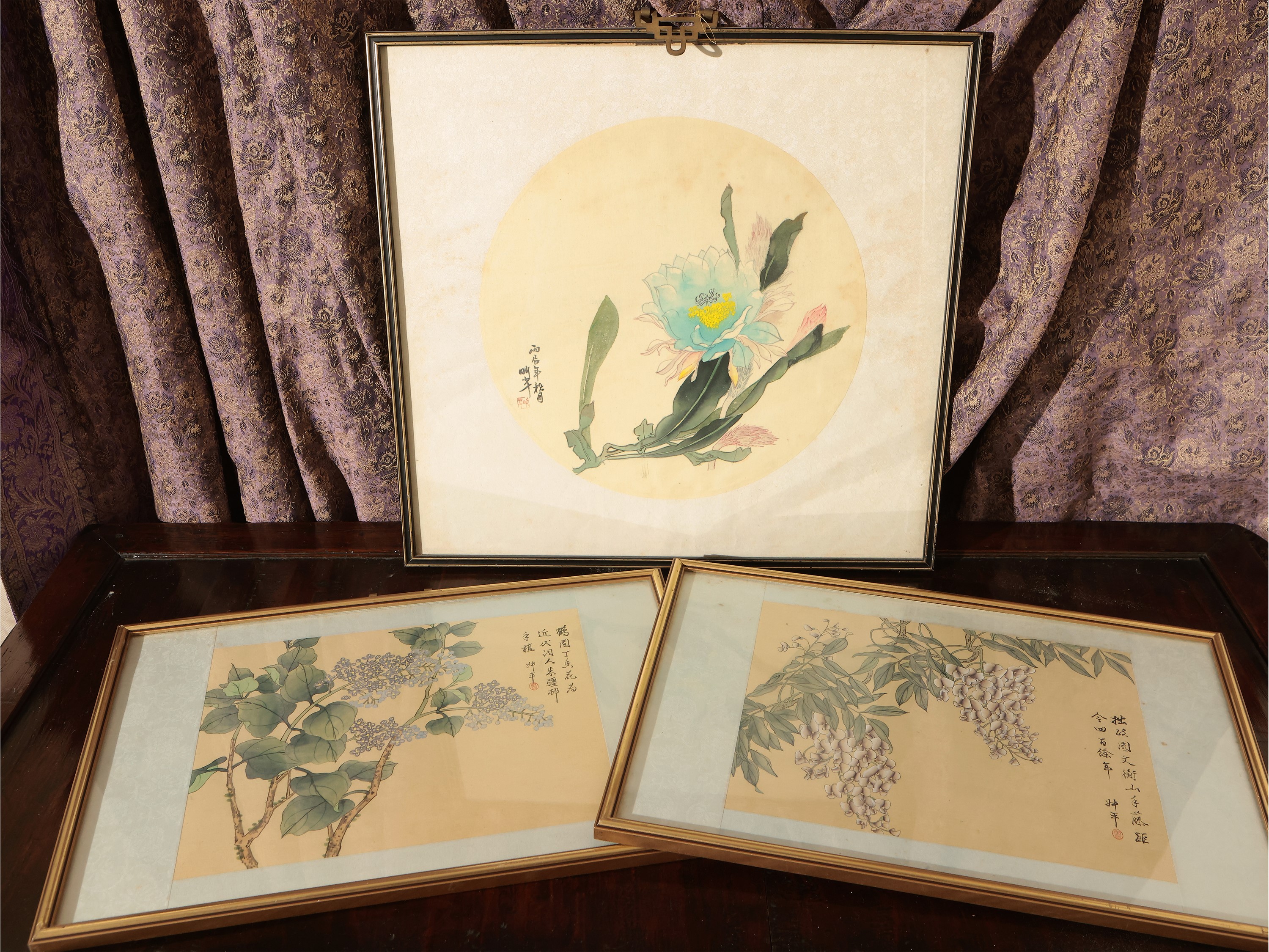 Otto Pannelli Decorativi Orientali in Tessuto e Seta