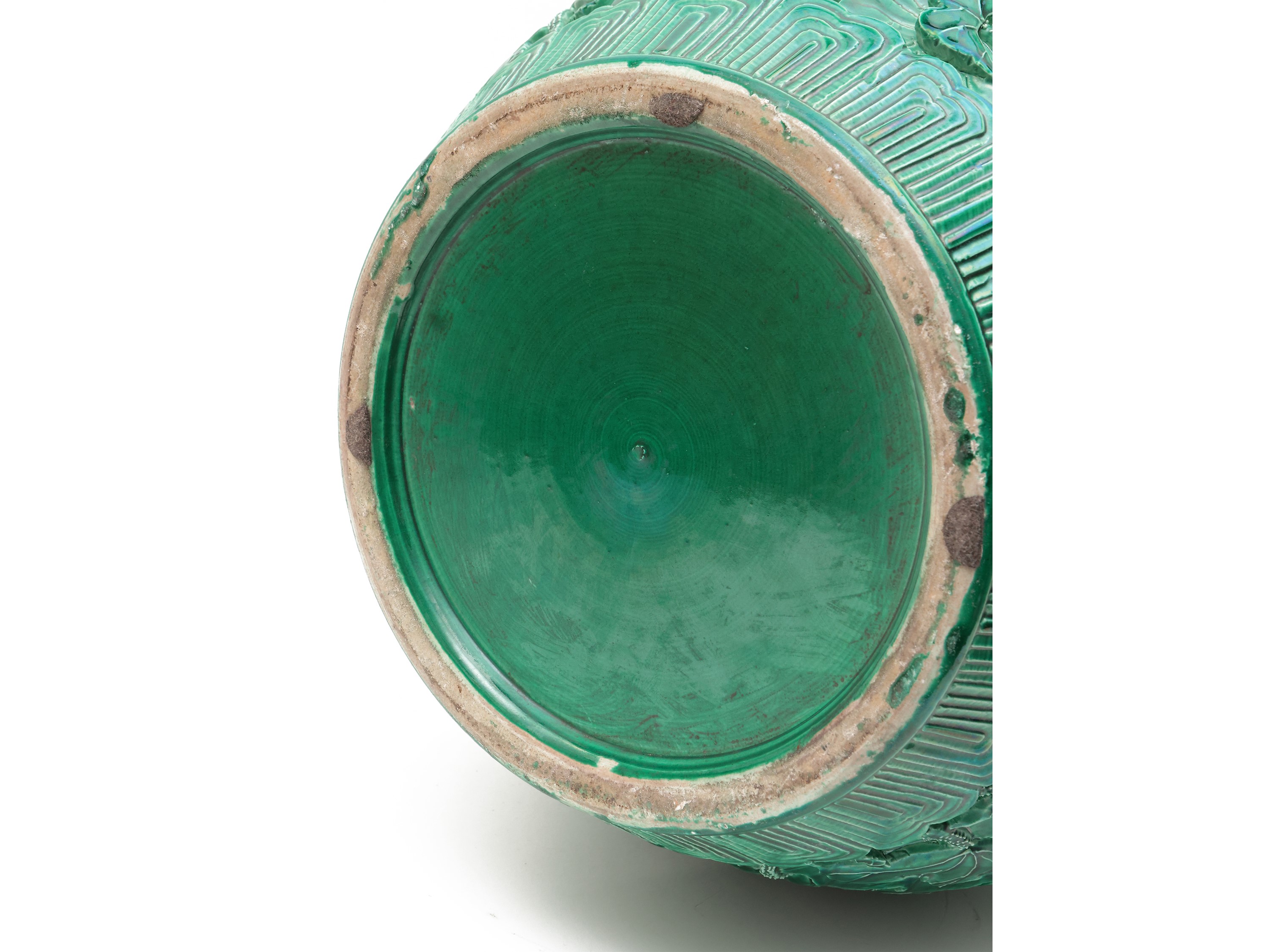 Grande Vaso a Bulbo in Ceramica Invetriata Verde Smeraldo