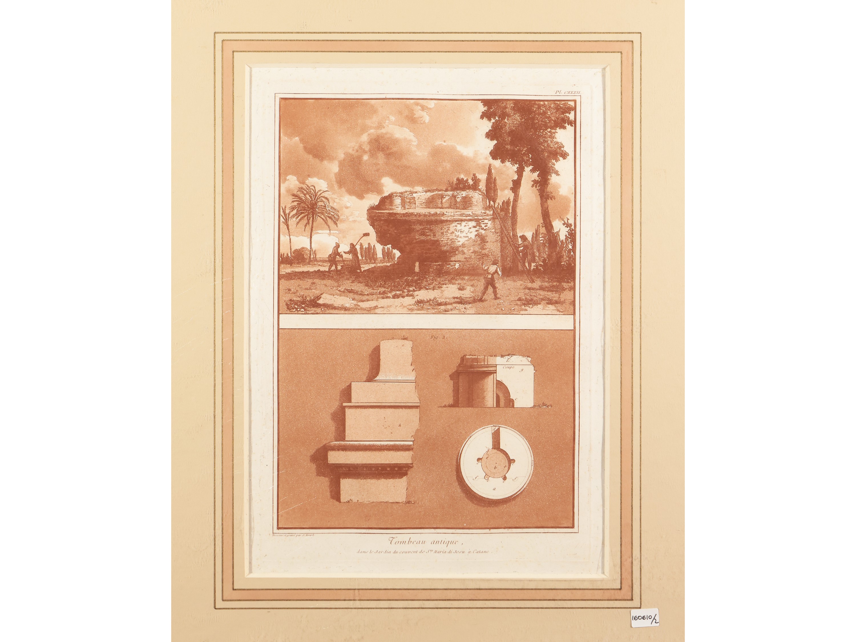 Jean-pierre Louis Laurent Houel - Tombeau Antique ... À Catane - Plan De la Rotonde Coupe D'un Pu...