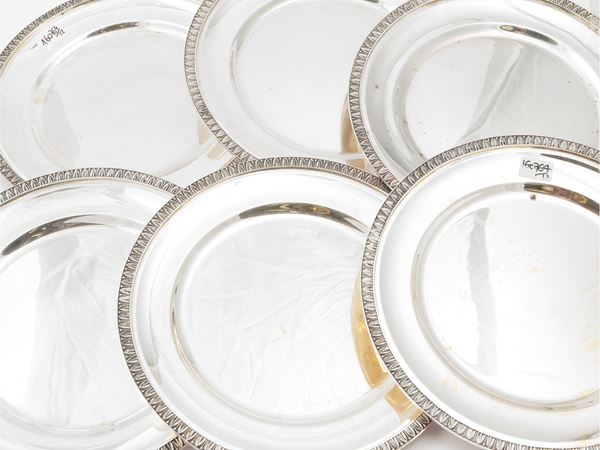 Series of twelve silver saucers