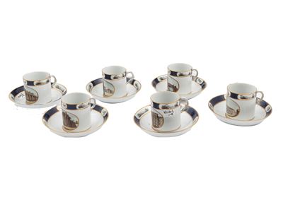 Serie di Sei Tazzine da Caffè in Porcellana, Doccia