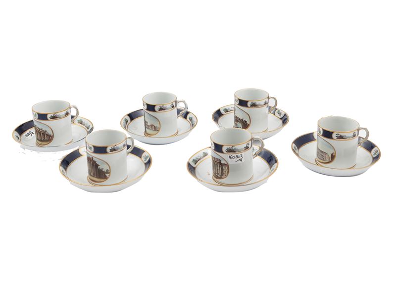 Serie di Sei Tazzine da Caffè in Porcellana, Doccia
