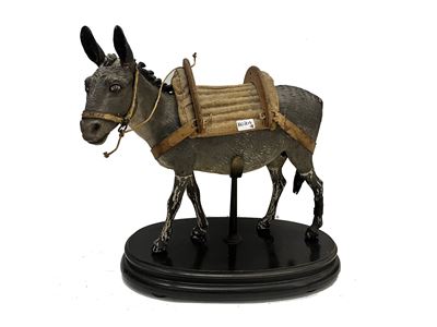 Asinello da Presepe in Gesso Policromo e Legno