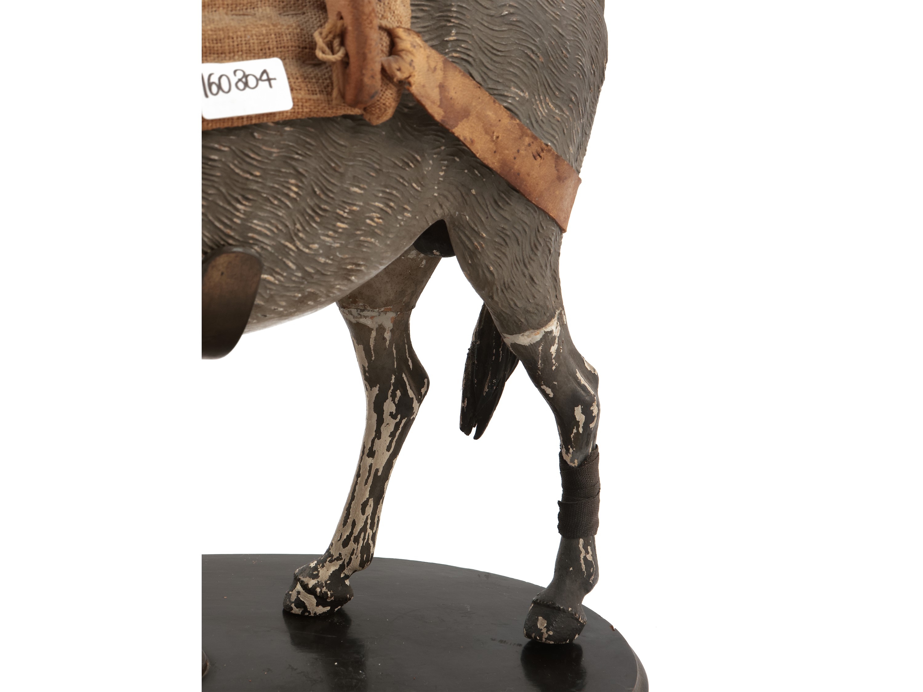 Asinello da Presepe in Gesso Policromo e Legno