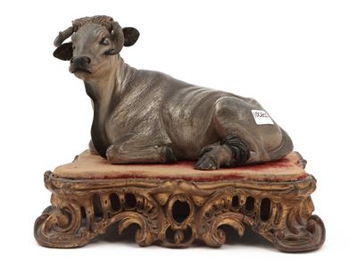 Bue da Presepe in Terracotta Smaltata