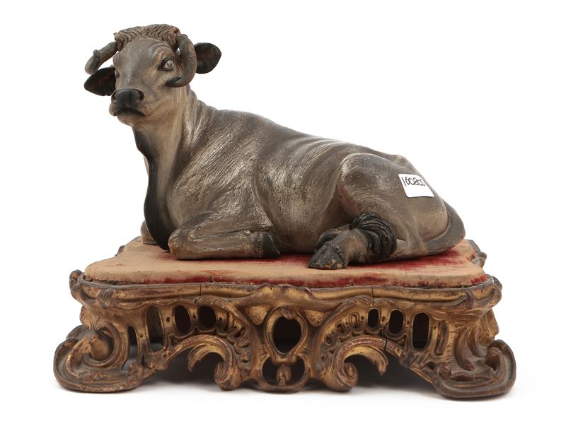 Bue da Presepe in Terracotta Smaltata