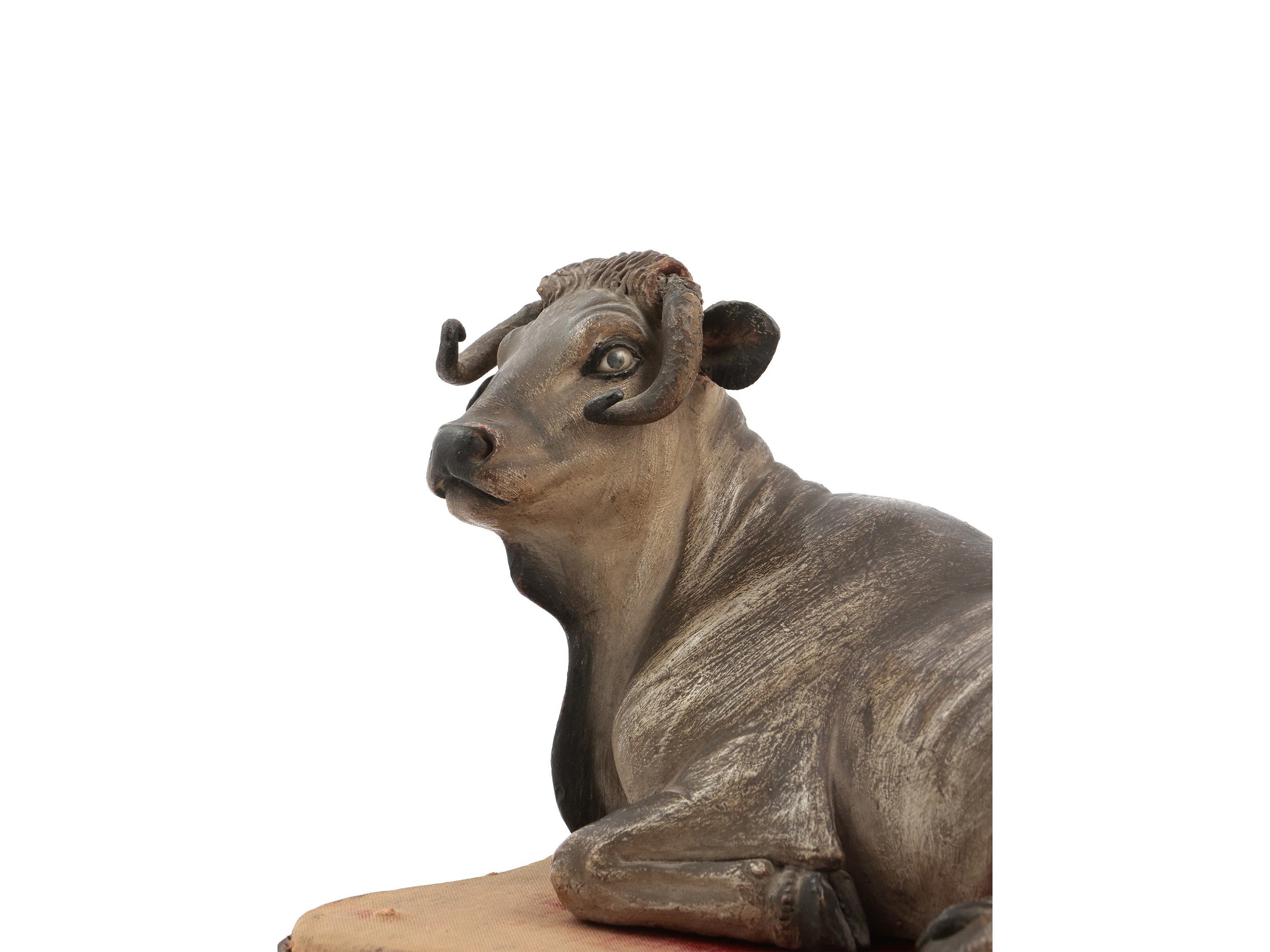 Bue da Presepe in Terracotta Smaltata