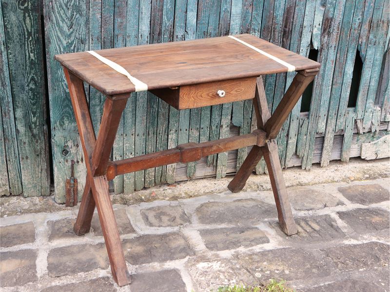 Tavolino Rustico da Lavoro in Legno Tenero