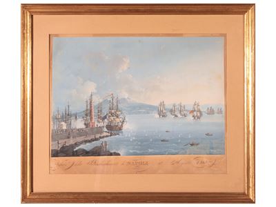 Veduta dello Bombardimento di Napoli 10 Agosto 1815