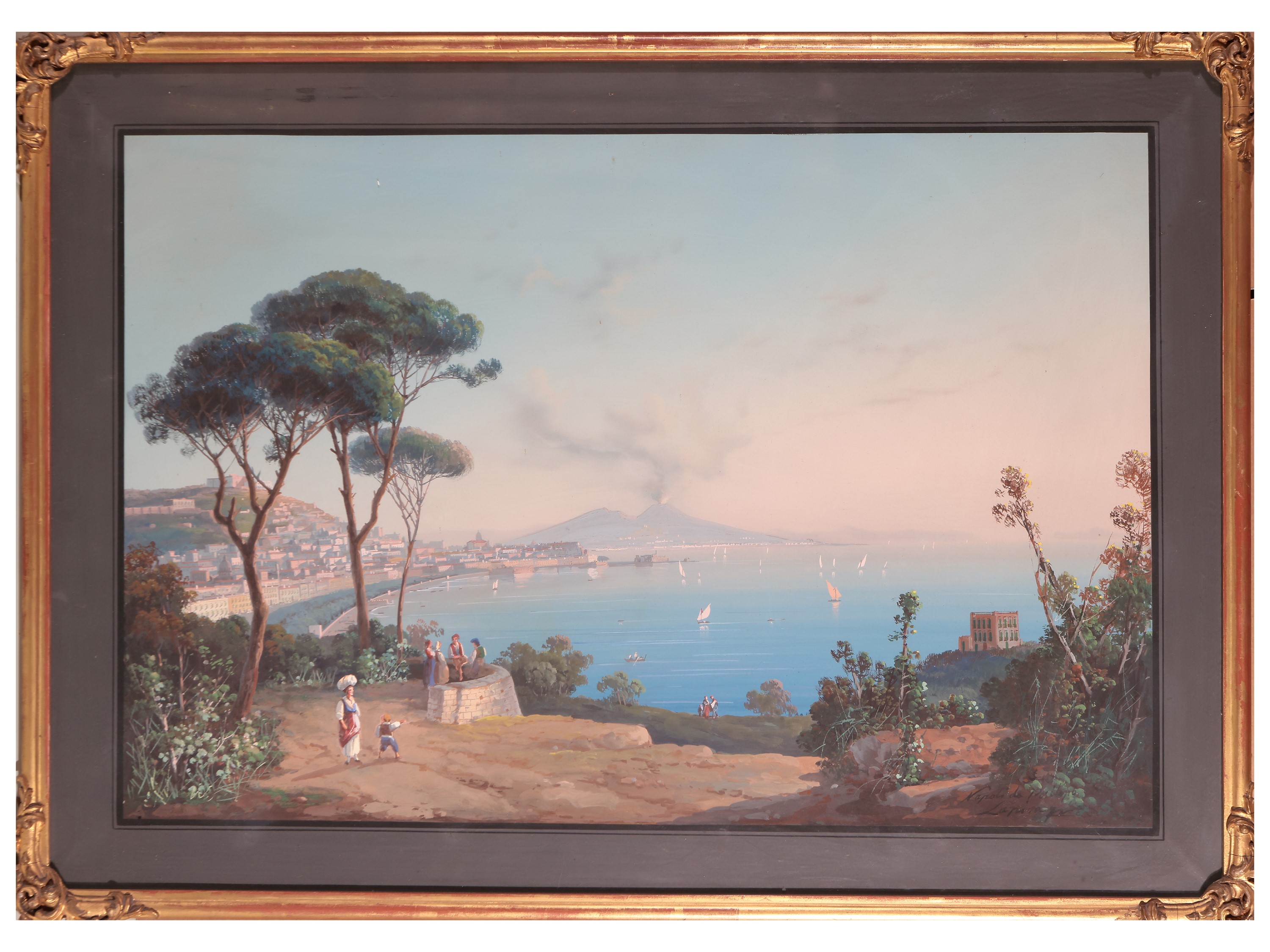 Scuola Napoletana della Fine del XIX/inizio del XX Secolo - Napoli da Posillipo - Sorrento