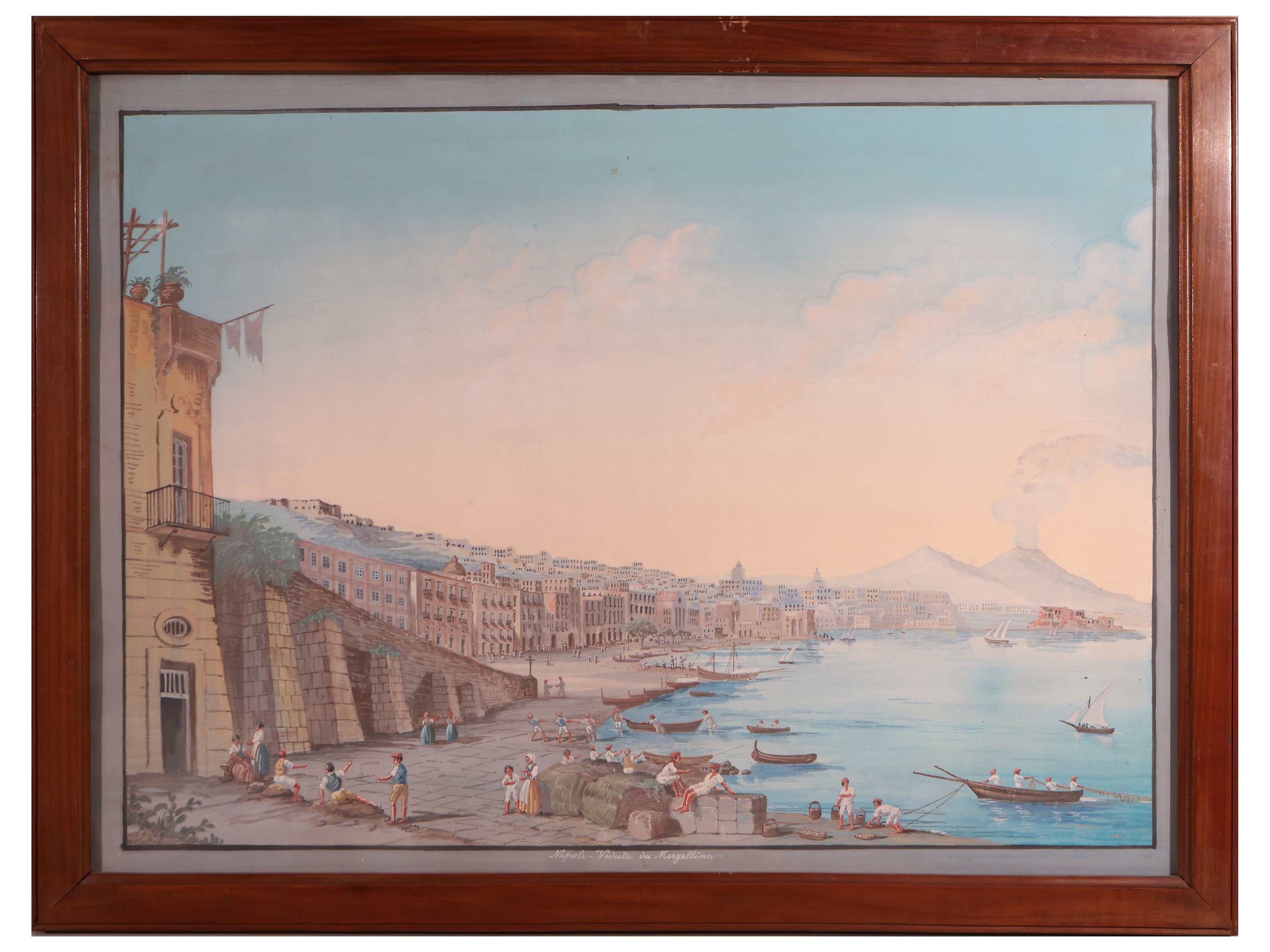 Scuola Napoletana della Fine del XIX/inizio del XX Secolo - Napoli Riviera di Chiaia - Napoli Ved...