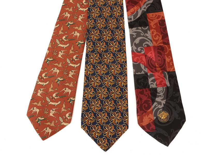 Tre Cravatte in Seta, Ferragamo e Versace