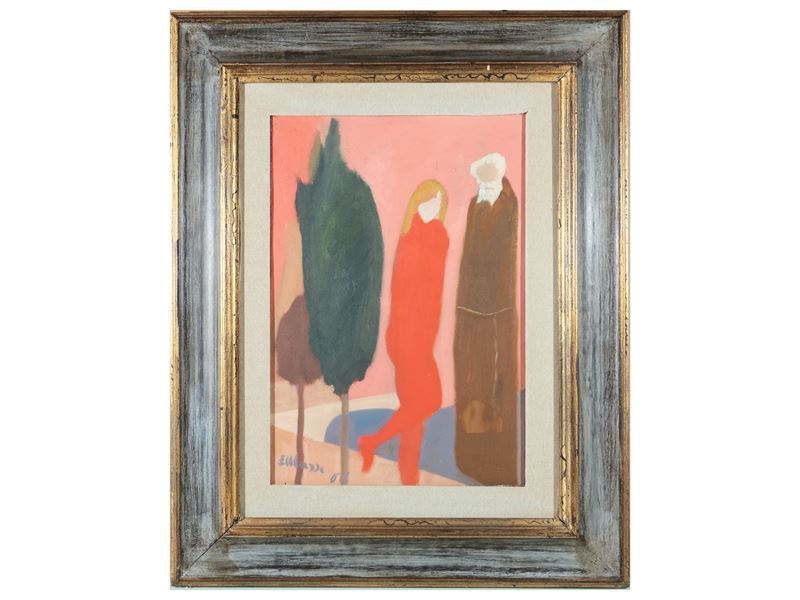 Ernesto Mussi - Figure e Cipressi 1972