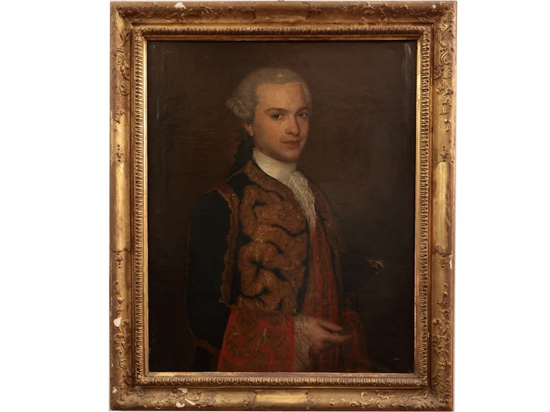 Scuola Tedesca del XVIII Secolo - Ritratto di Gentiluomo in Abiti Settecenteschi
