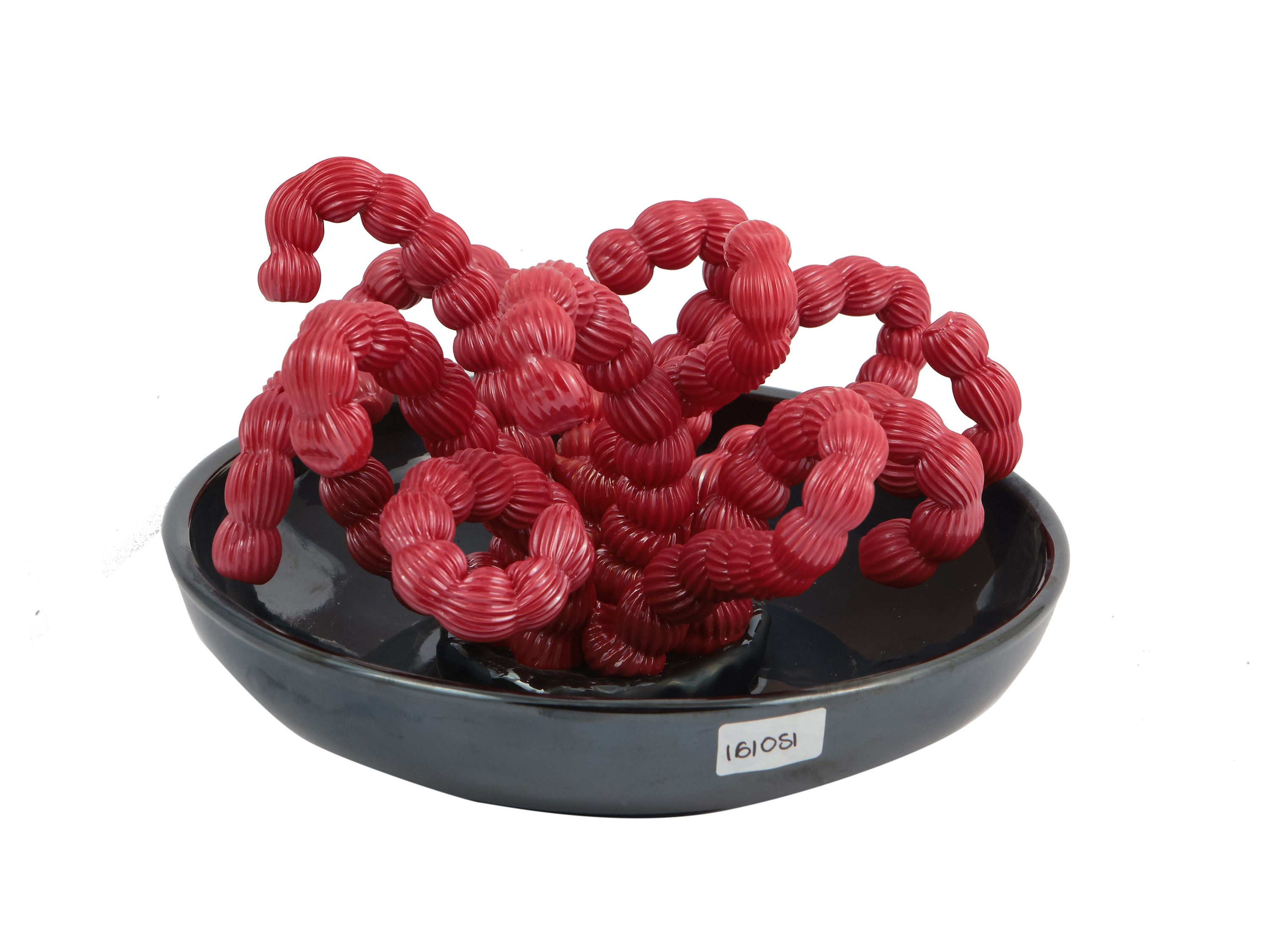 Pianta Marina in Pasta Vitrea Rossa e Nera Fortemente Iridata