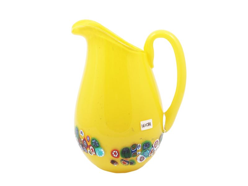 Brocca in Vetro Incamiciato Giallo Limone