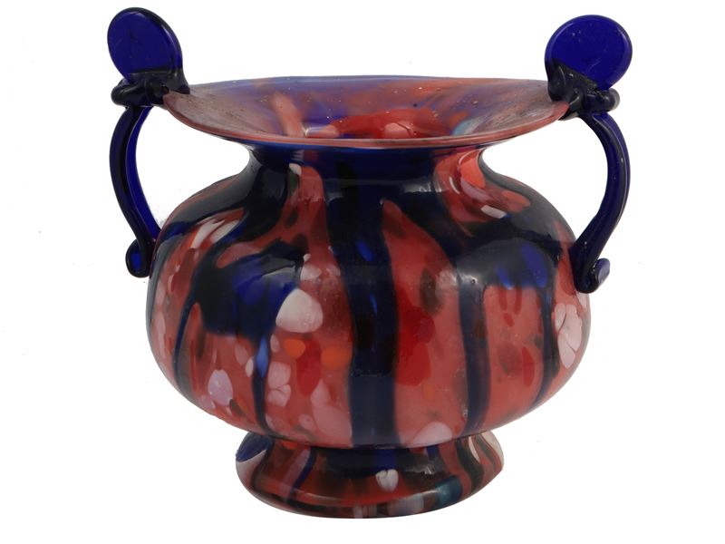 Vaso Biansato in Vetro Policromo