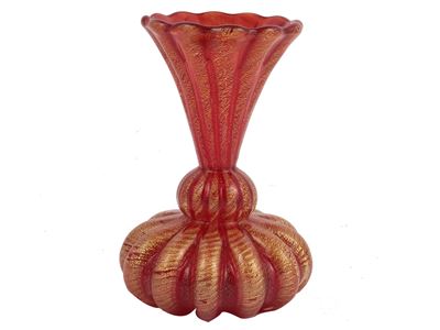Vaso Barovier & Toso in Vetro Rosso Rubino