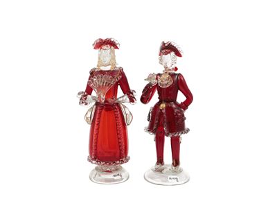 Coppia di Figure Goldoniane a.ve.M, Dama e Cavaliere,