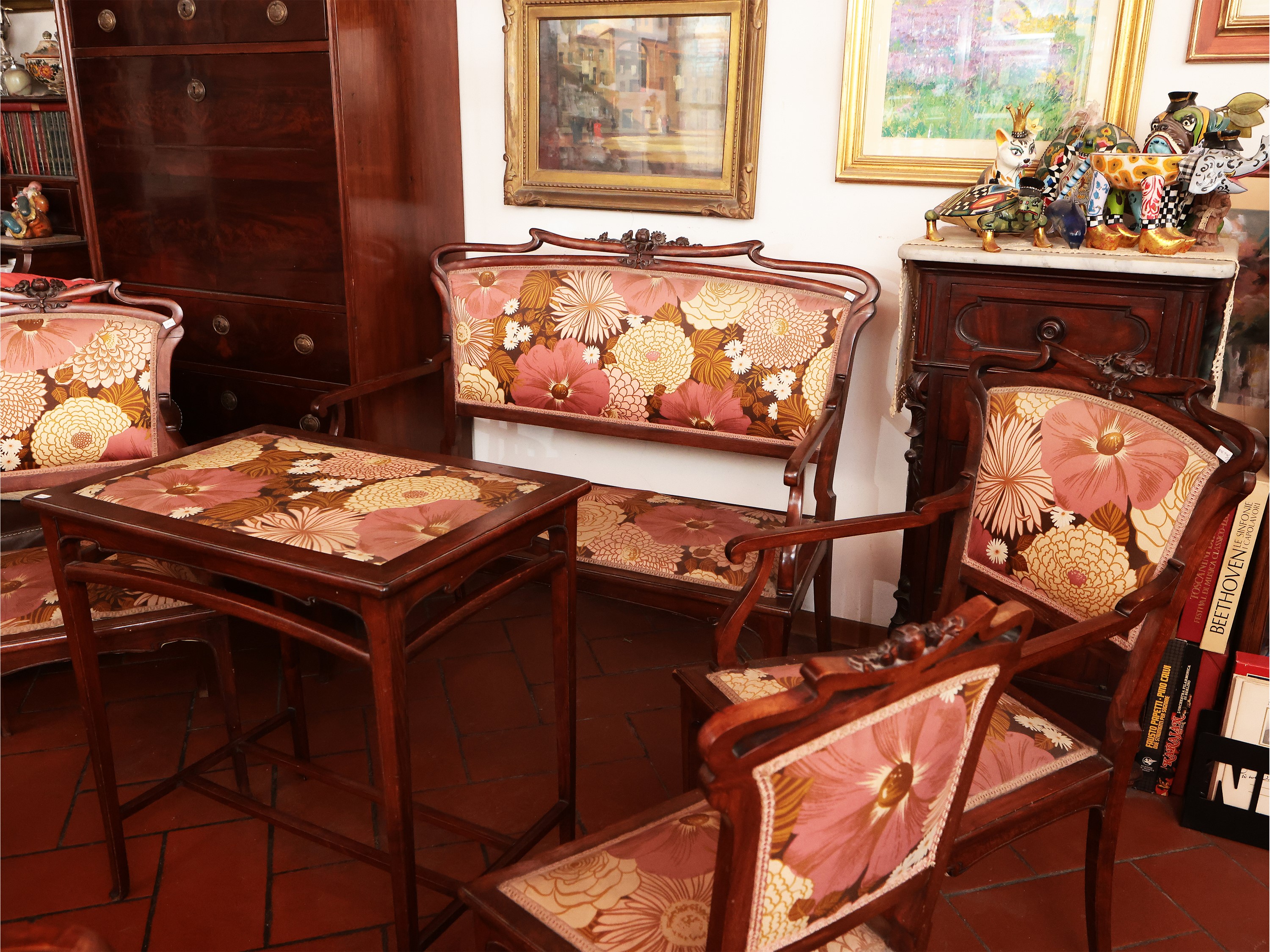 Finimento da Salotto Art Nouveau in Mogano