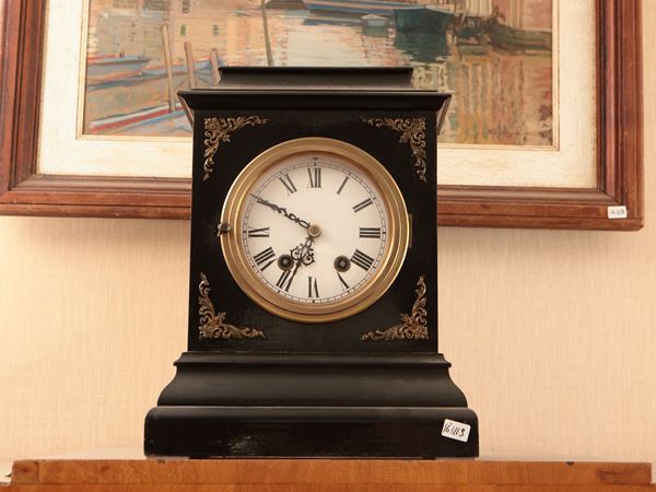 Ebonized wood table clock