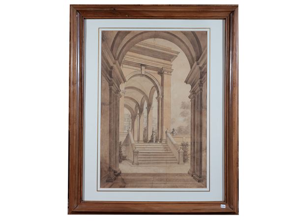 Glimpse of loggia with characters