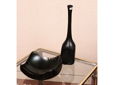 Vaso e Centrotavola in Vetro Nero