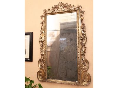 Specchiera con Cornice in Legno Intagliato e Dorato