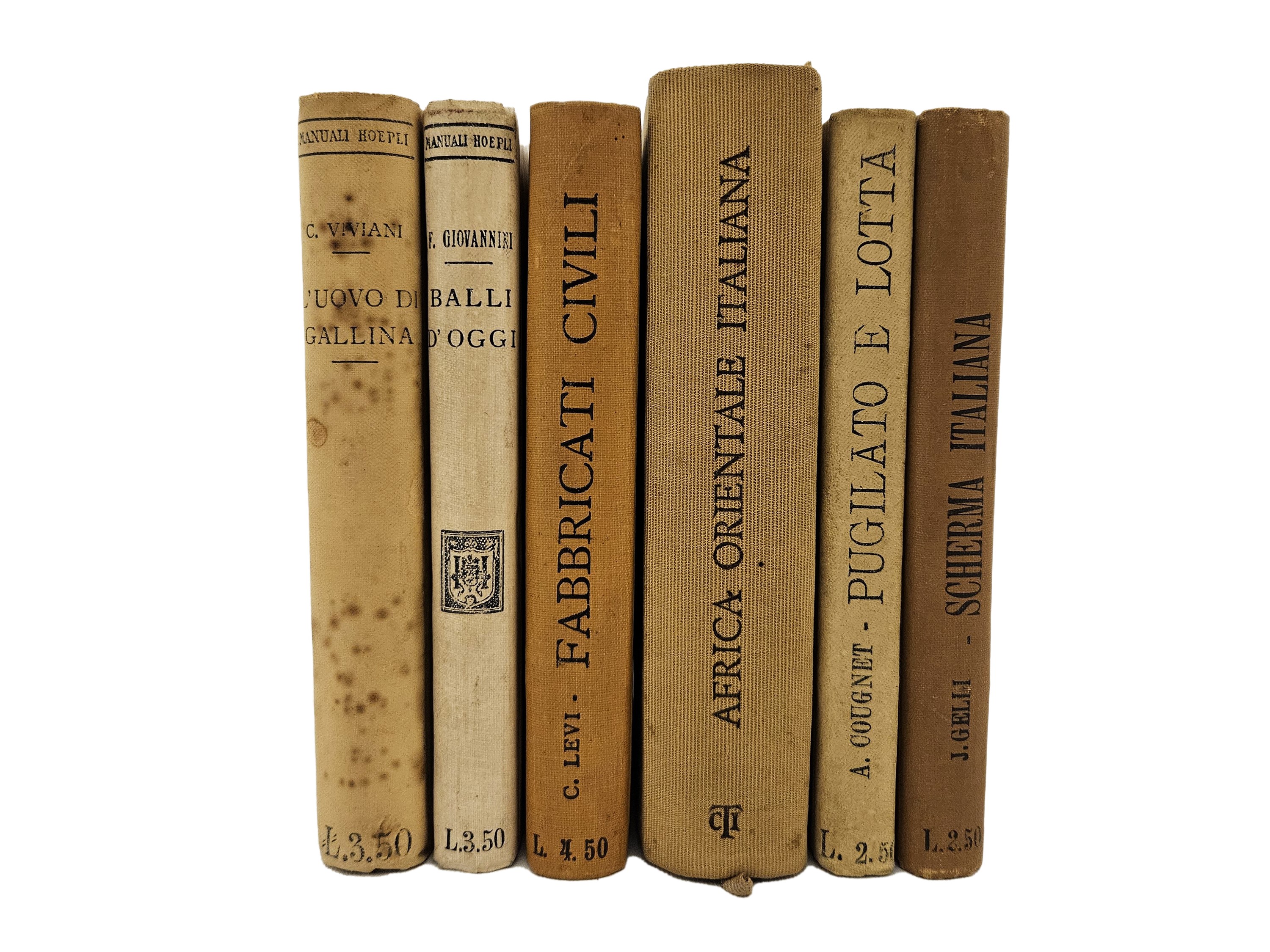 Lotto di Cinque Manuali Hoepli, con Legature Originali