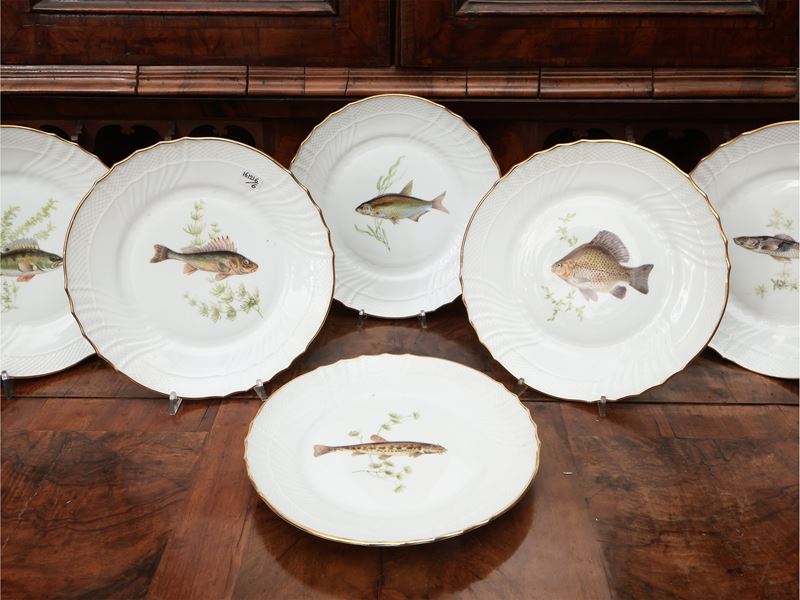 Serie di Sei Piatti da Pesce in Porcellana, Richard Ginori
