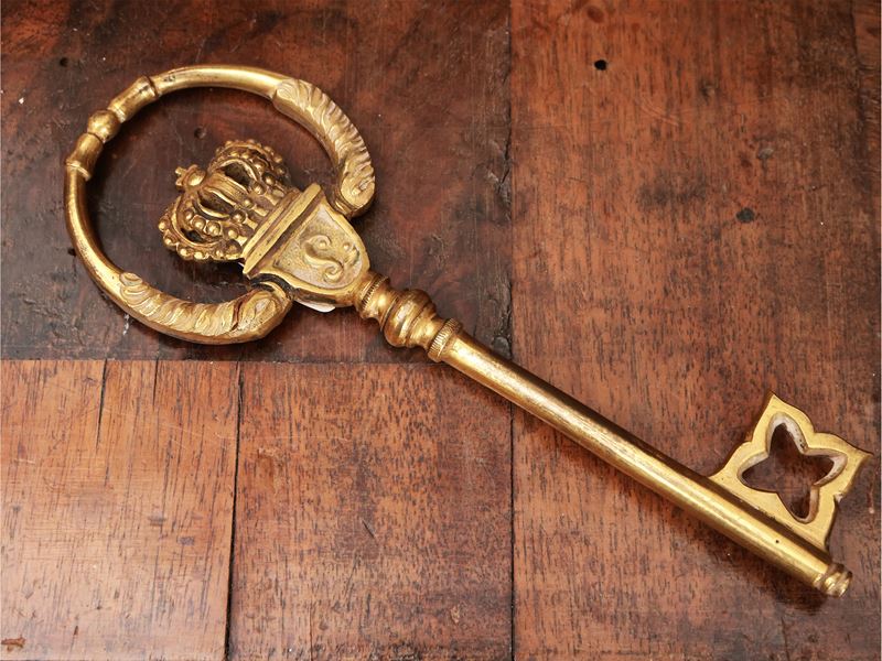 Chiave da Maggiordomo Maggiore in Bronzo Dorato