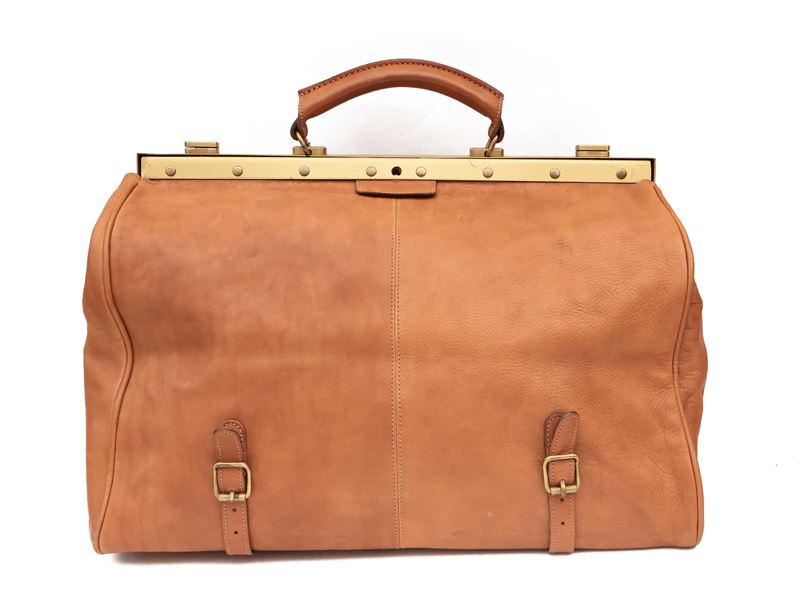 Due Borse Doctor Bag da Viaggio in Pelle Nocciola