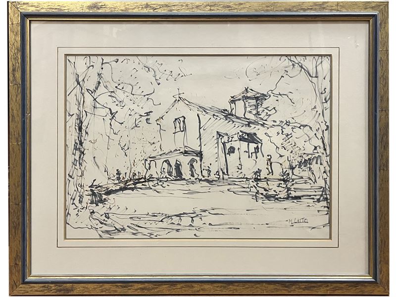 Mario Lattes - Veduta con Chiesa