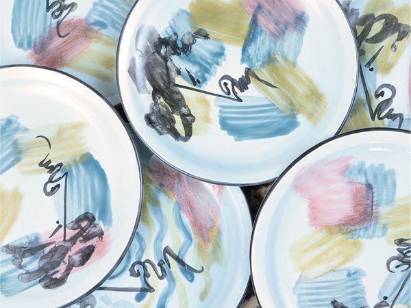 Serie di venti sottopiatti in ceramica