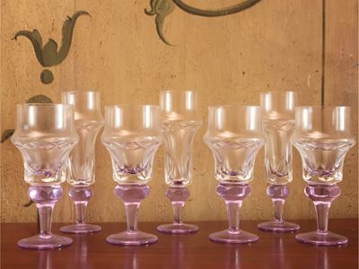 Due Serie di Bicchieri in Vetro Sfumato Viola
