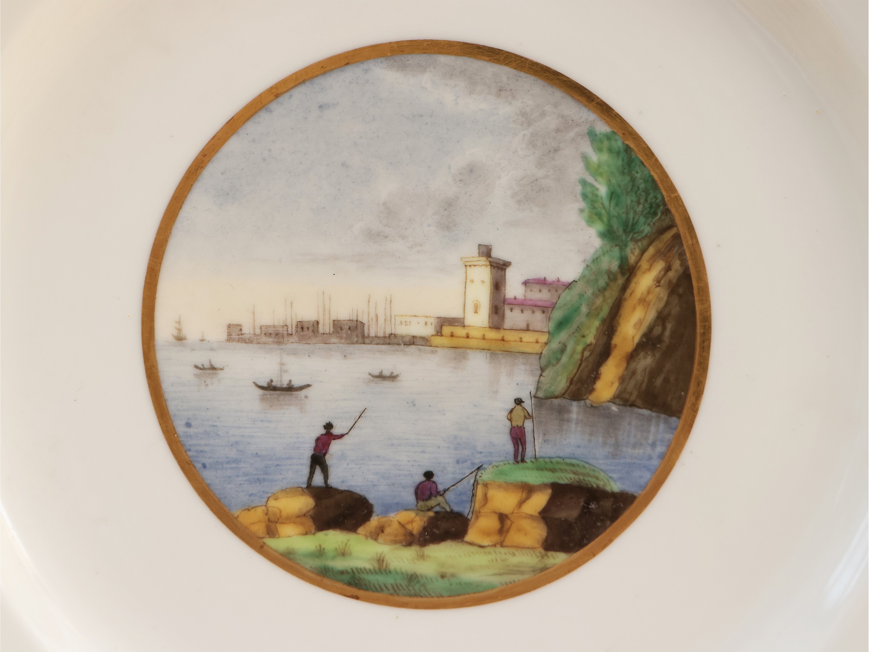 Serie di Cinque Piatti in Porcellana Policroma, Doccia