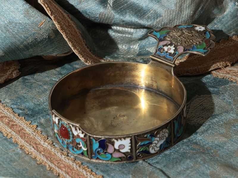 Kovsh in Argento Vermeil e Smalti Cloisonné, Fyedor Andreyev