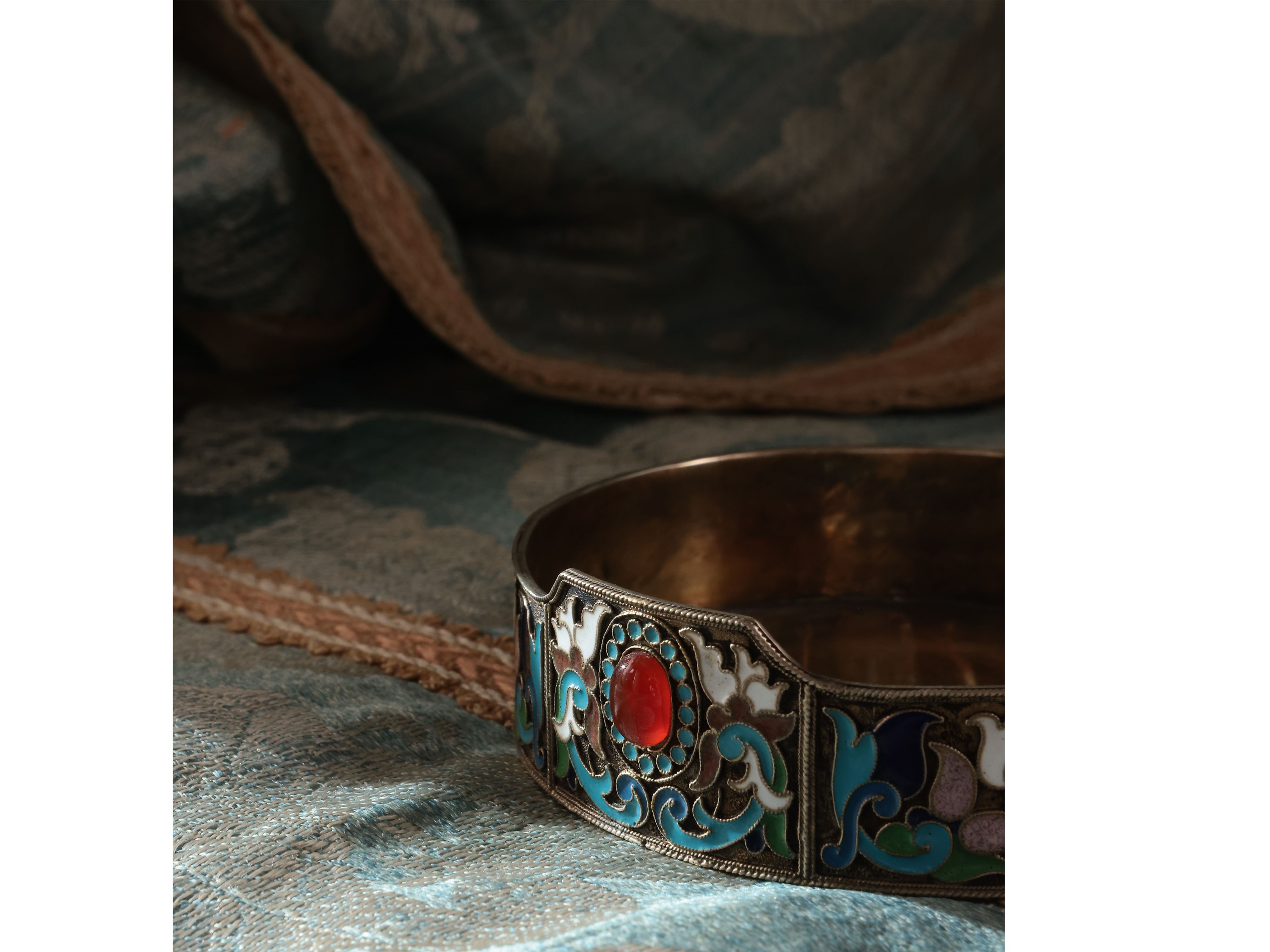 Kovsh in Argento Vermeil e Smalti Cloisonné, Fyedor Andreyev