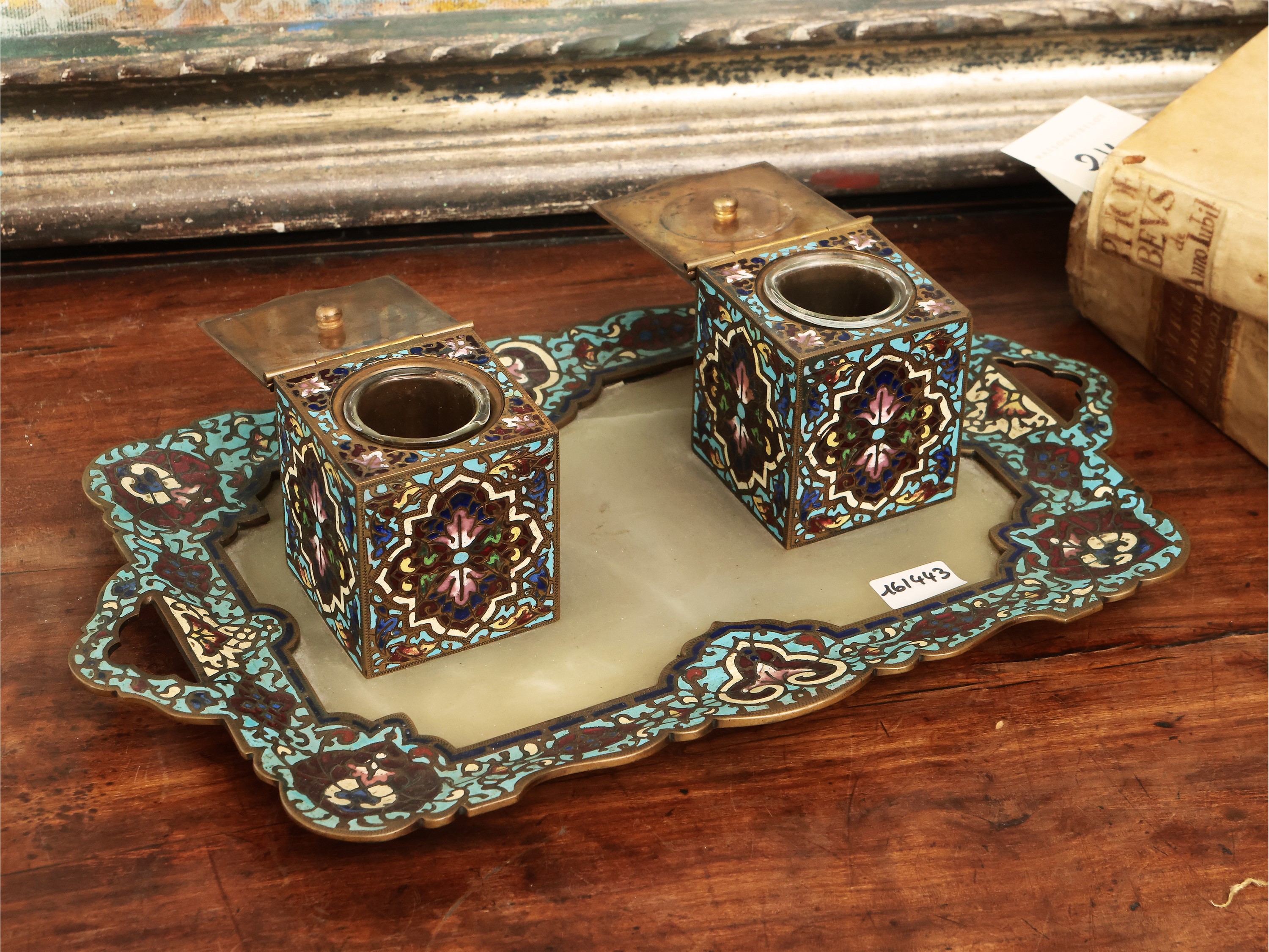 Calamaio in Metallo, Smalti Cloisonnè ed Onice
