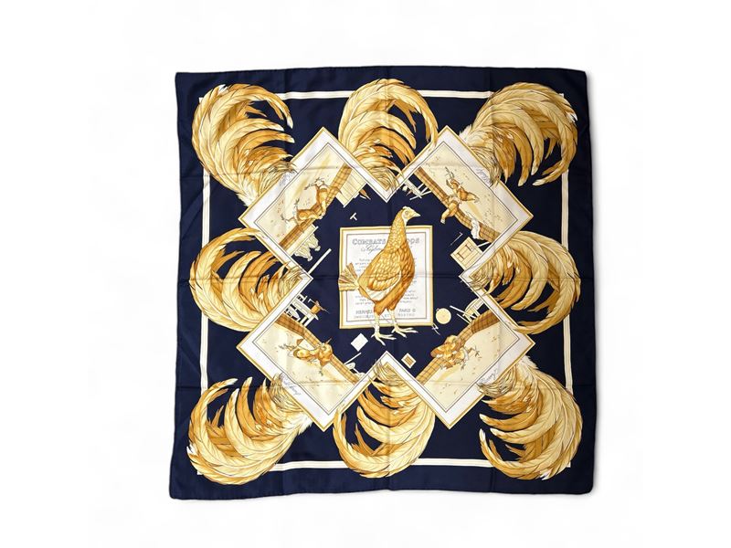 Hermès, Foulard in Seta "combats Des Coqs" di Hugo Grygkar